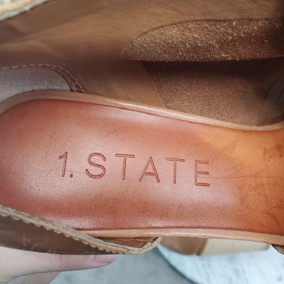 1.State Shoes Womens 8.5 Brown Leather Amble D'Orsay Block Heel Open Toe - Picture 4 of 11